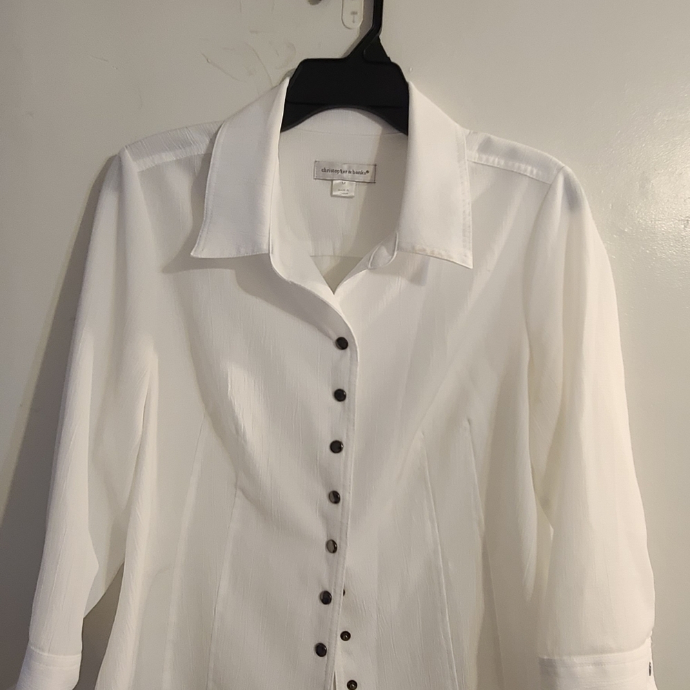 Christopher Banks White Button-Up Blouse Size M - Picture 1 of 6